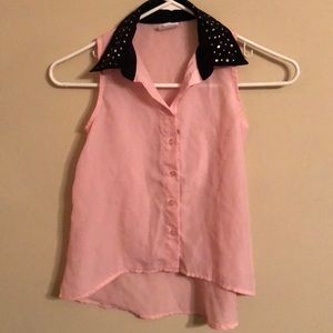 Kids/girl collared sleeveless button down d-signed